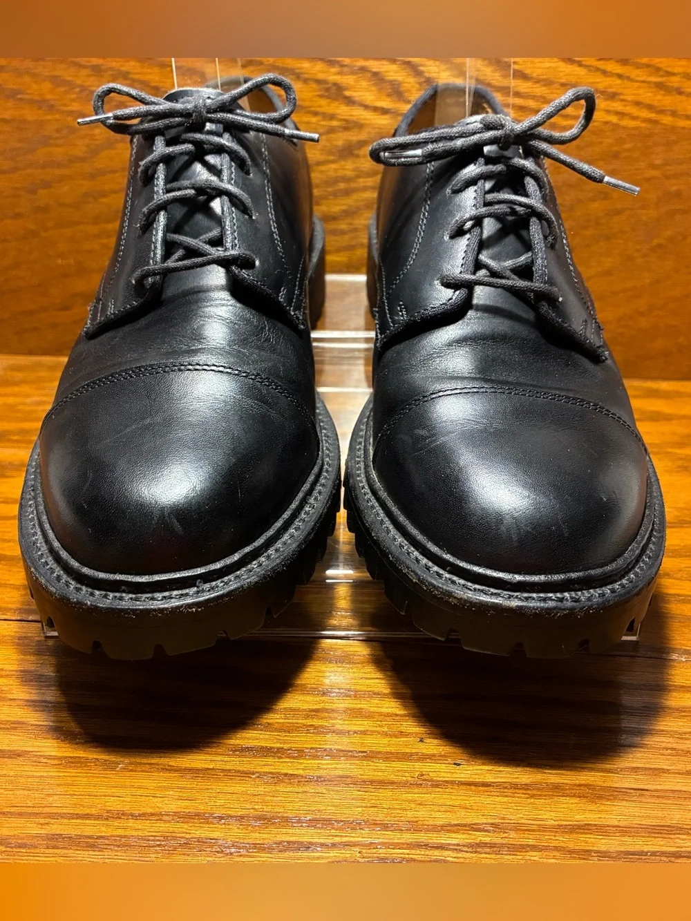 J.Crew Lug Sole Cap Toe Oxford Derby Shoes Black Leather Mexico Made Men’s 8